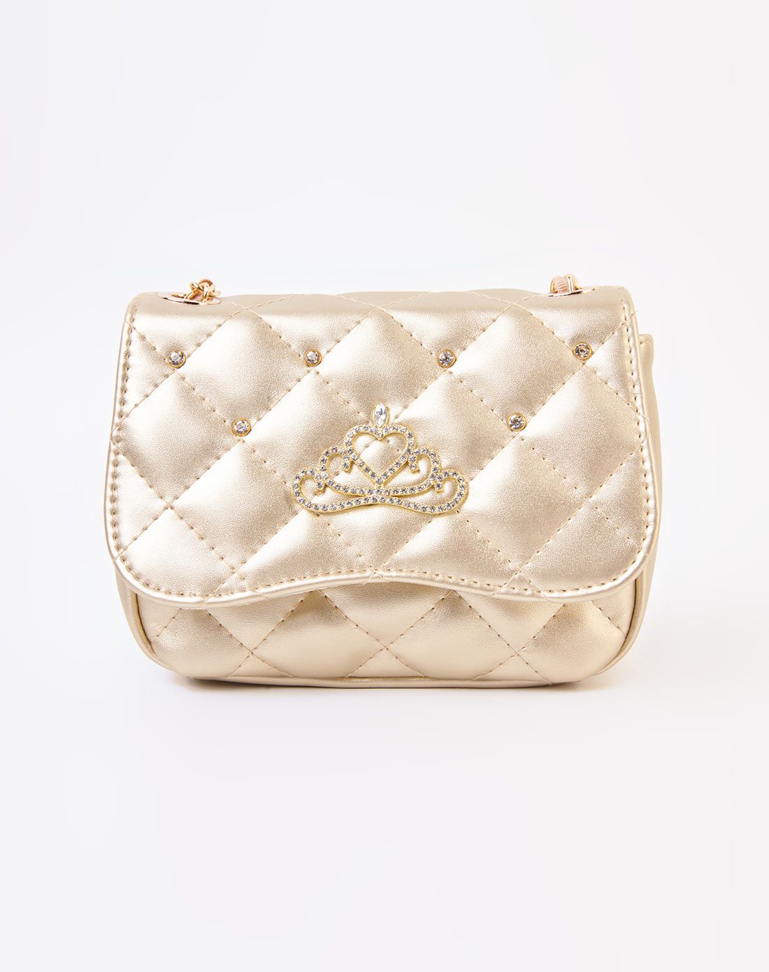 女童金色甜美皇冠链条包