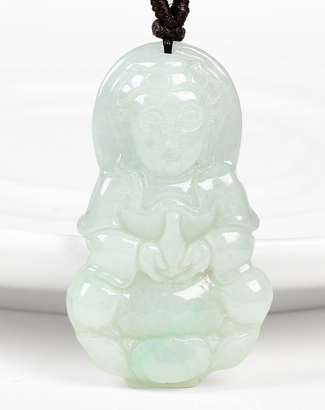 优悦生活 糯种精巧小观音天然a货翡翠挂件