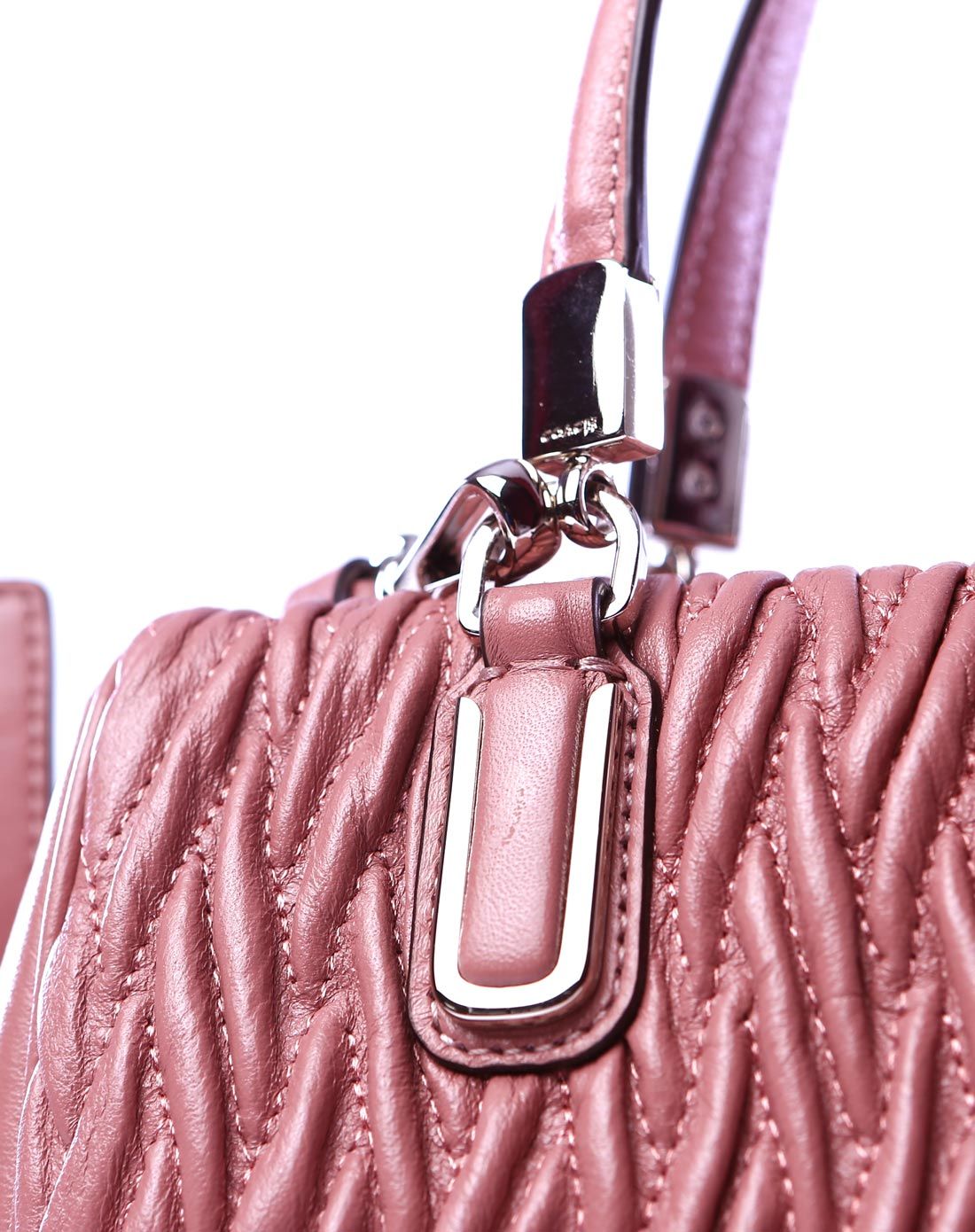 > coach女士褶皱皮豆沙粉色两用包