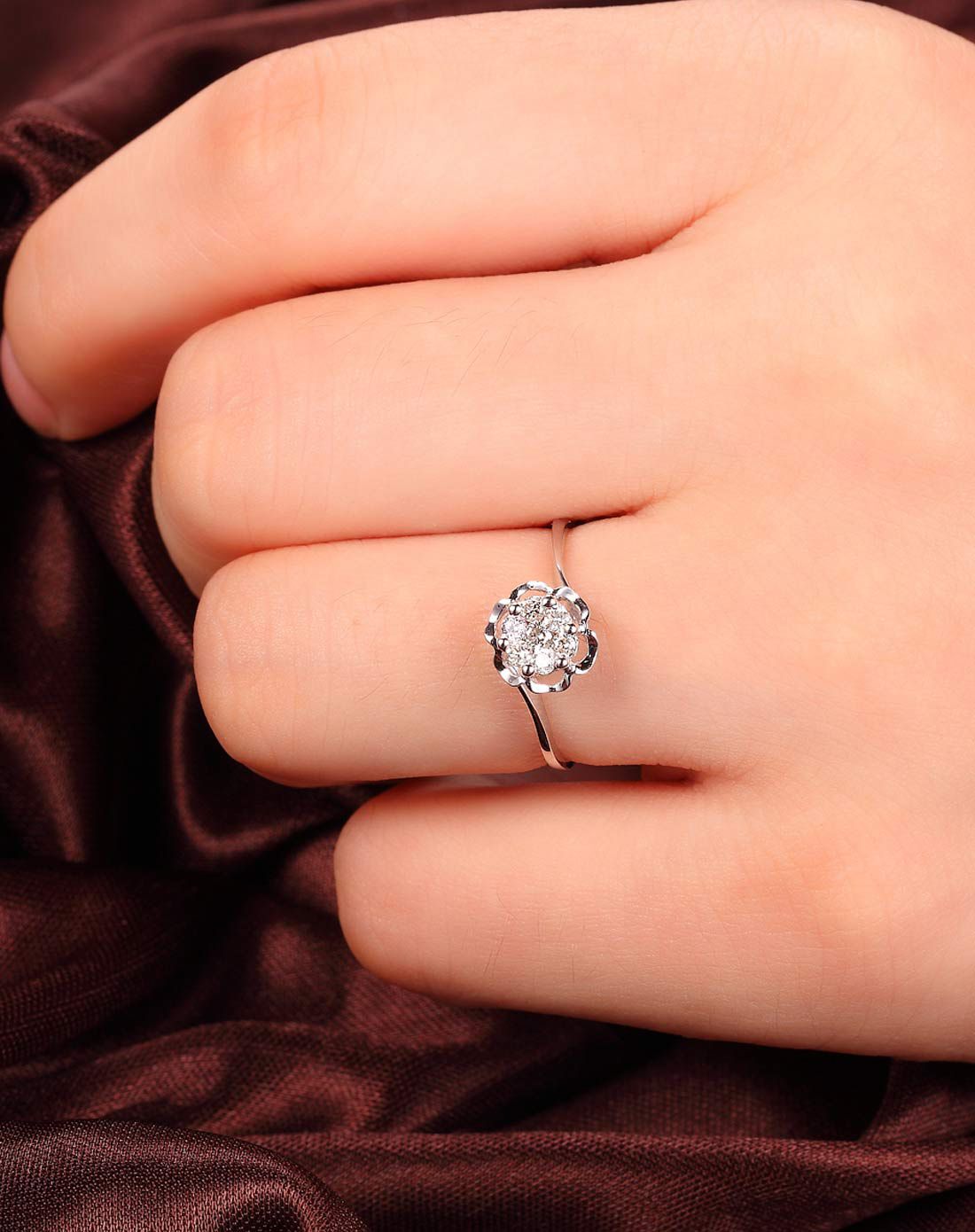 钻宝源 18k白金共20分钻石女戒