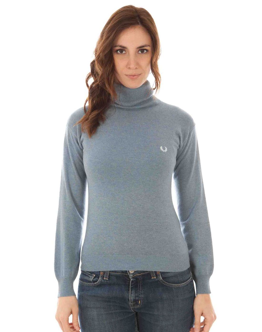 > fred perry 女装灰绿色高领舒适长袖针织衫