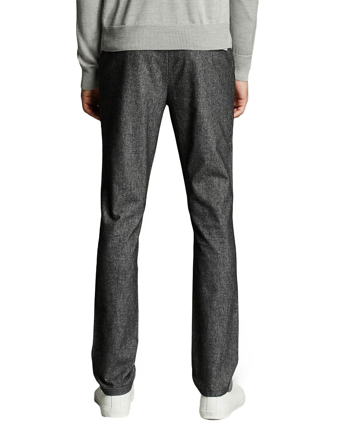 墨灰色微弹简约休闲长裤