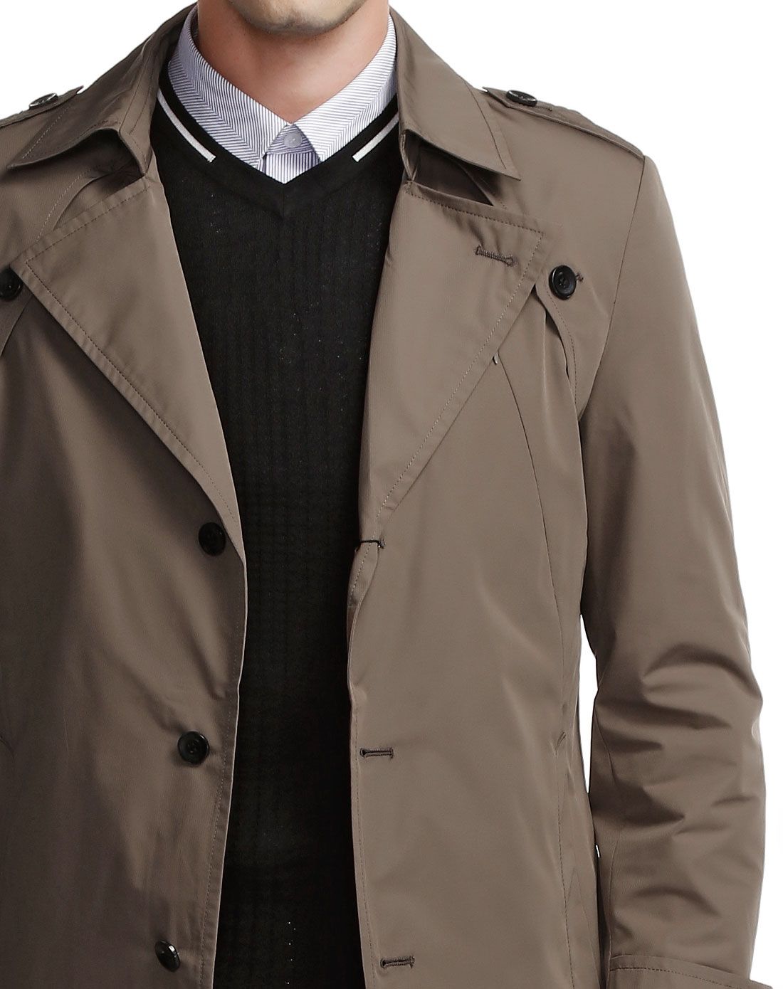 深卡其色潇洒潮流长袖风衣