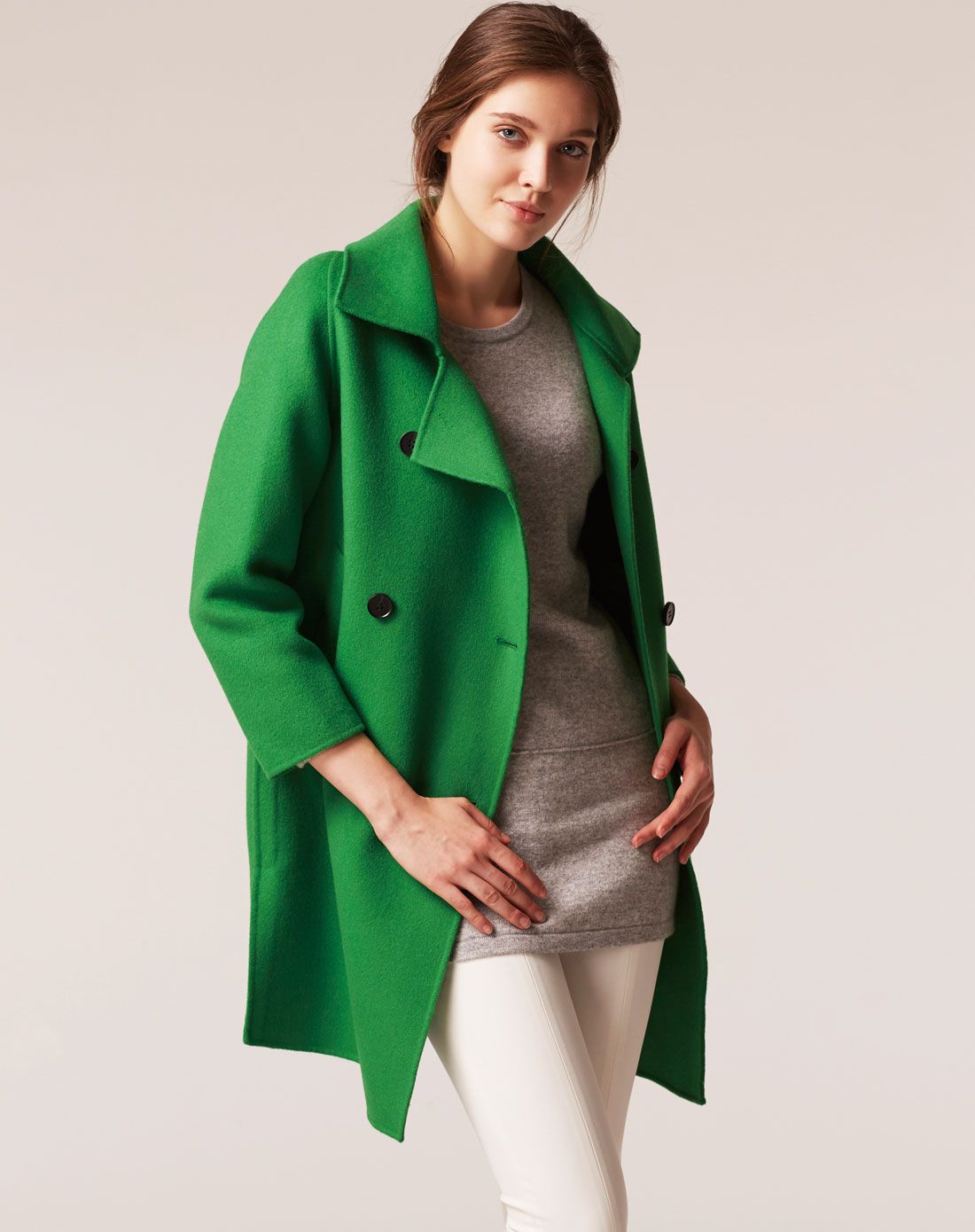 女士绿色羊毛大衣