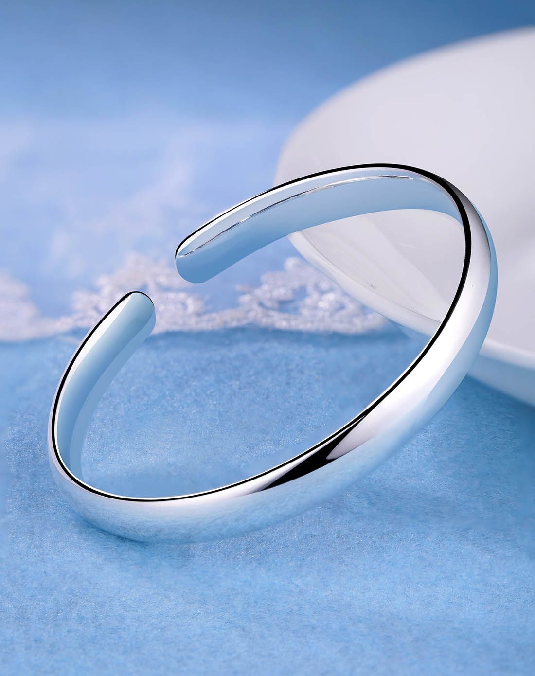 光面时尚s999银c环手镯9mm40g