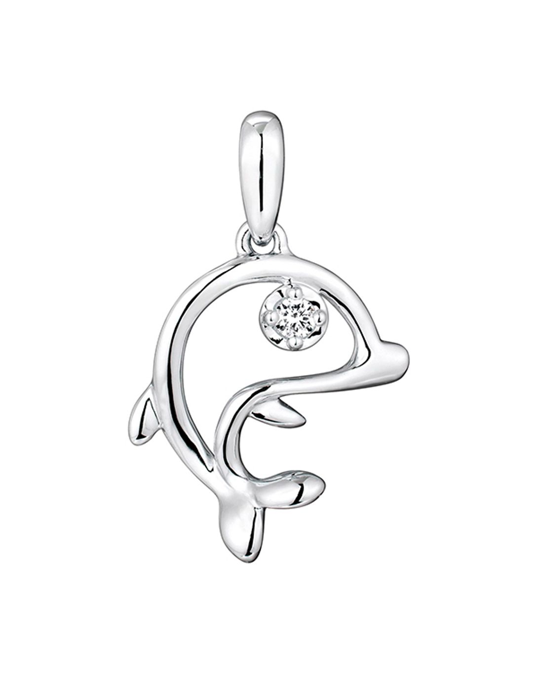 18k金海豚白色钻石吊坠(不含项链)0.64克