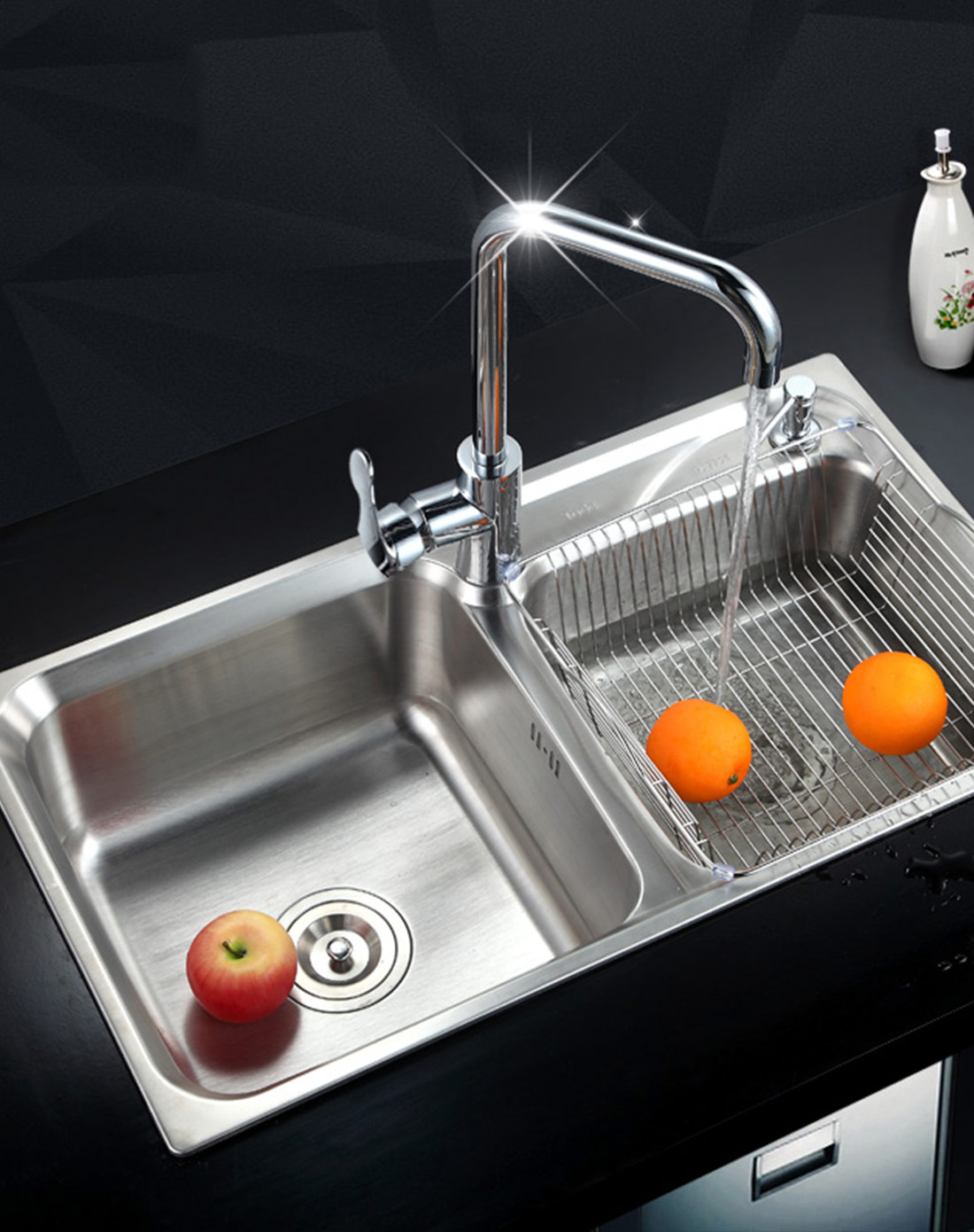 304一体成型不锈钢水槽加厚水槽套餐