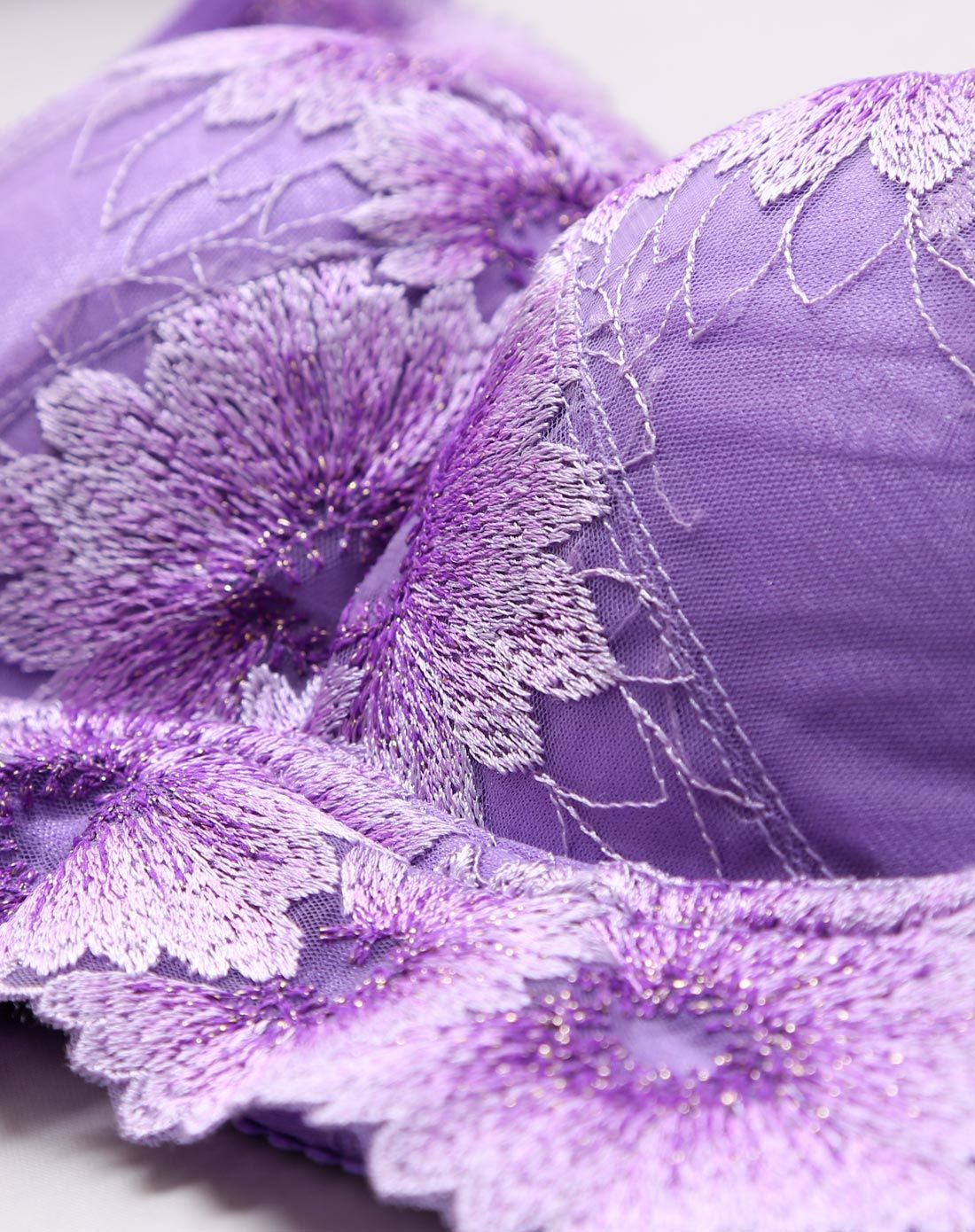 无钢圈紫色花言花语舒适聚拢3/4中模杯文胸