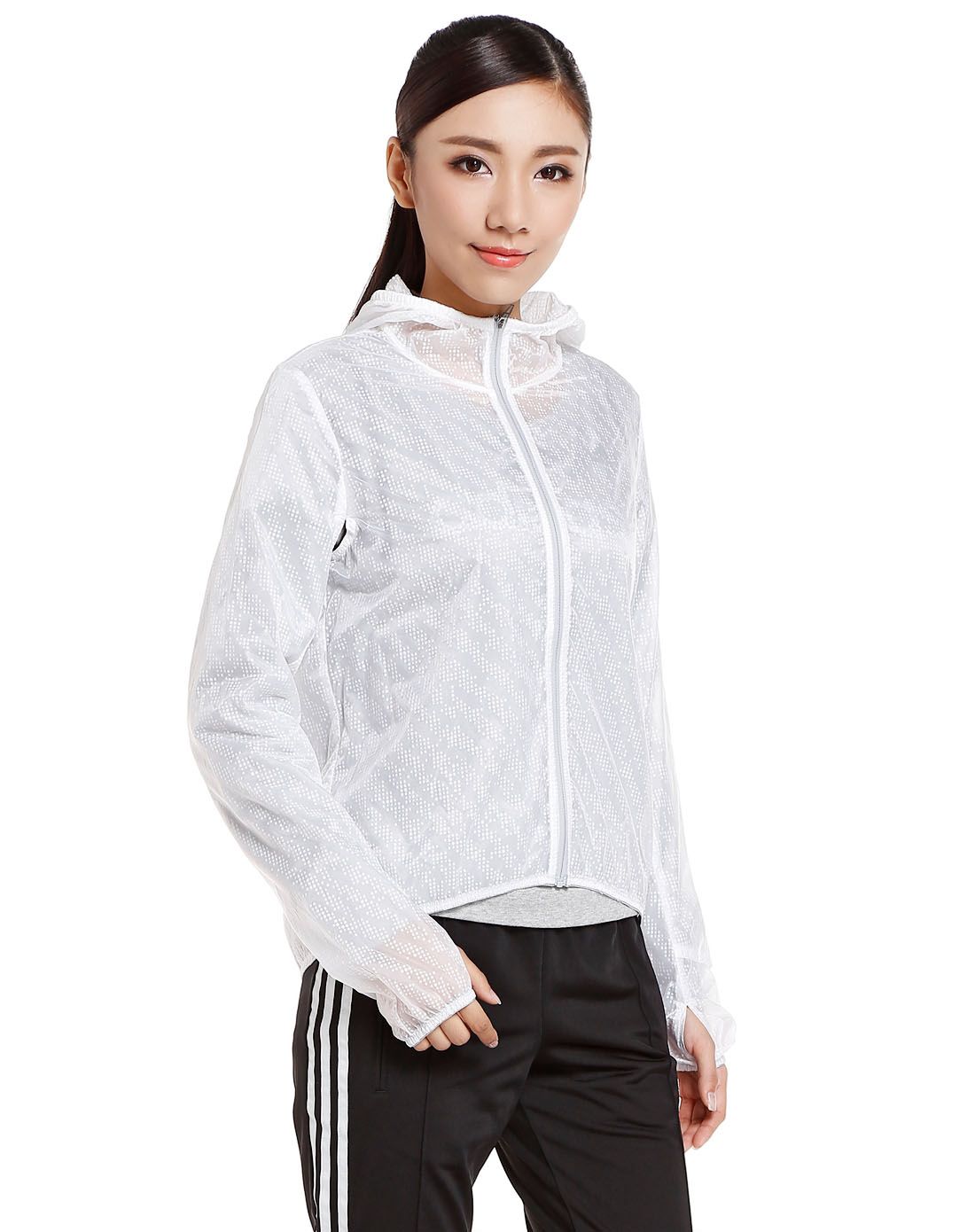 舒适透薄 女款白色皮肤衣 跑步系列