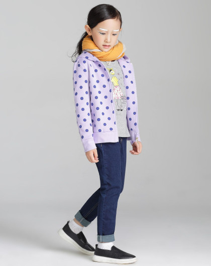 女童奶油紫针织外套