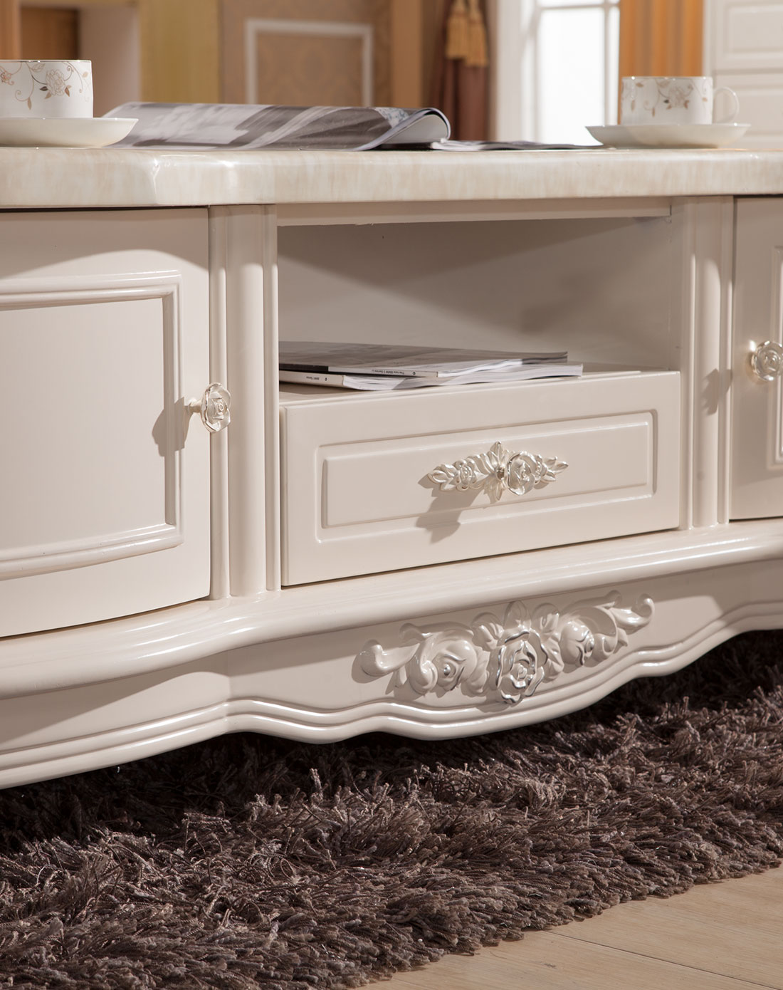 凯哲家具专场象牙白 客厅长茶几kz02030710_唯品会