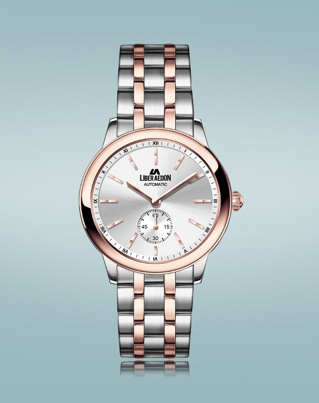 励柏艾顿 男款 爱神系列间金色白盘机械男表