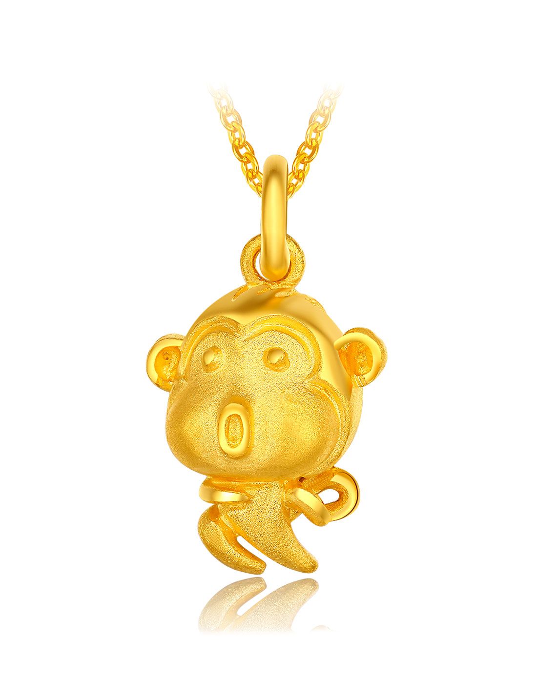 足金奋斗猴子吊坠(计价/不含链)约2.8g