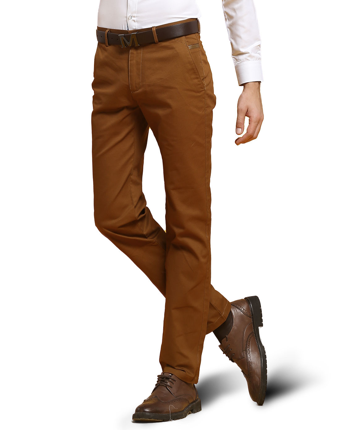 棕色 简约商务休闲长裤