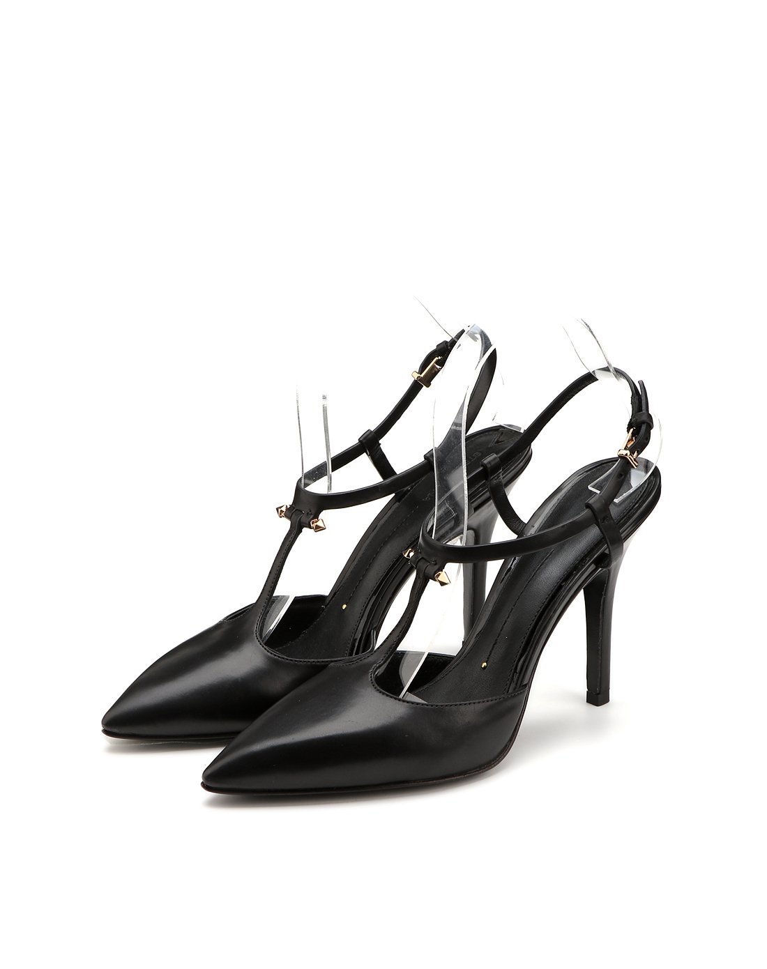 stella luna集团女鞋尖头一字扣前包后空凉鞋黑色seb50l0127999_唯品