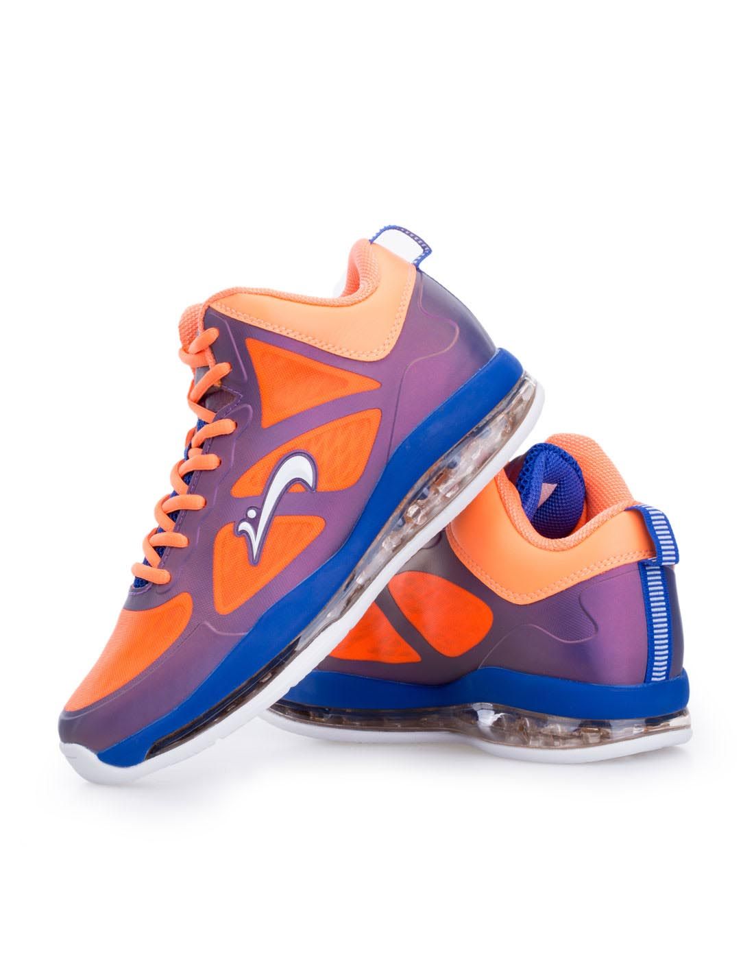 炫酷气垫 男款蓝配荧光橙色篮球鞋