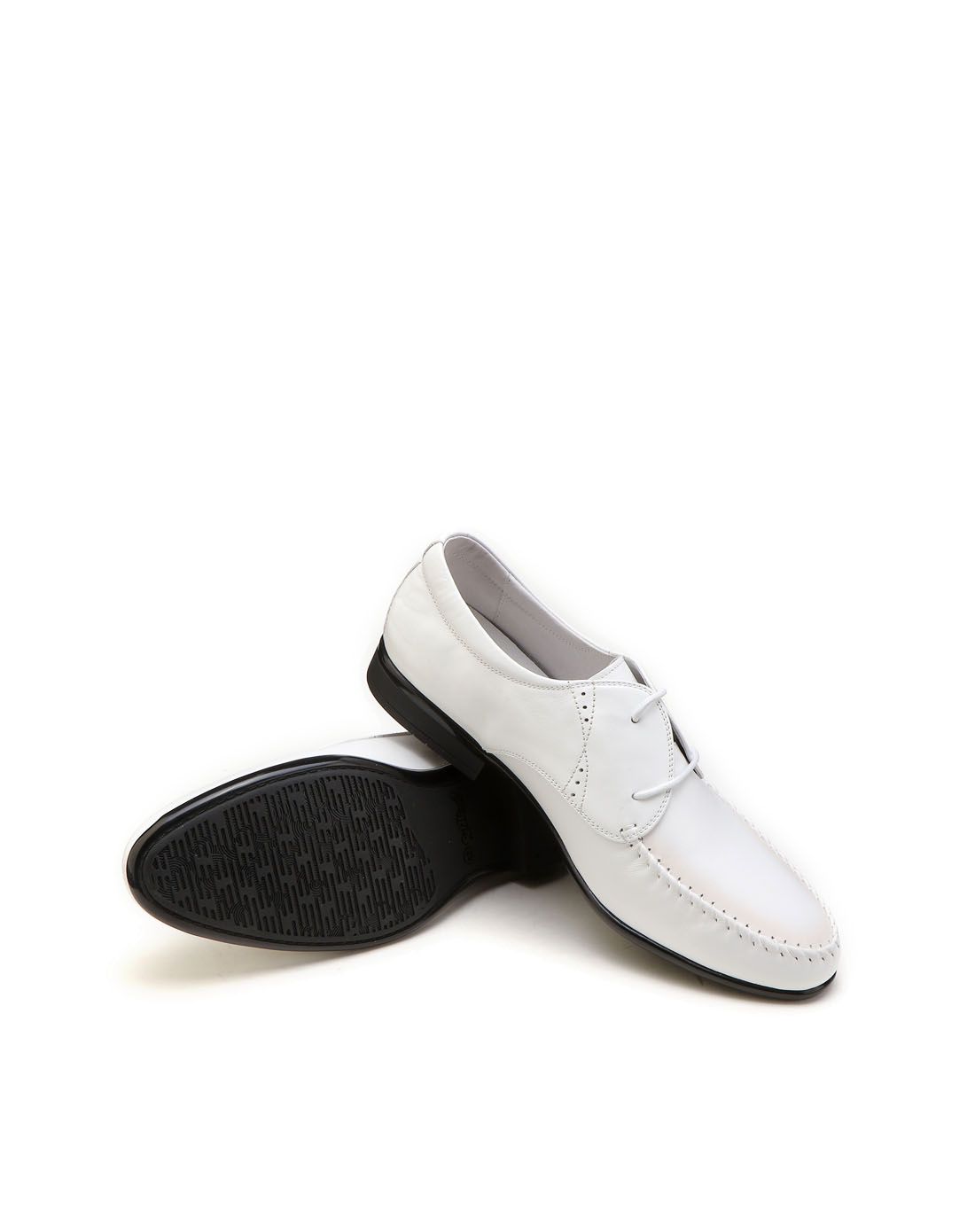 白色头层牛皮革时尚潮流系带休闲皮鞋