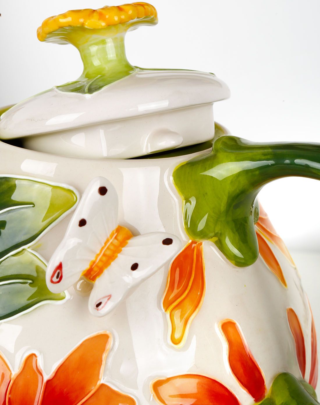 欧美设计师经典作品陶瓷张扬太阳花小茶壶