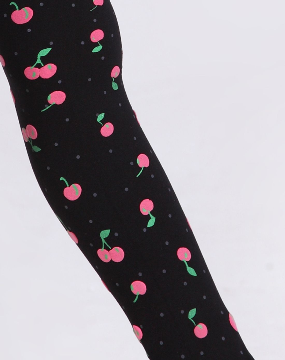 女童黑色3条装樱桃印花踩脚裤