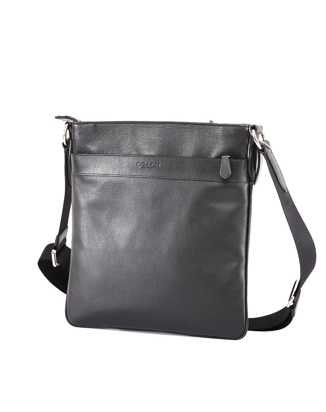 coach男士黑色全皮斜挎包