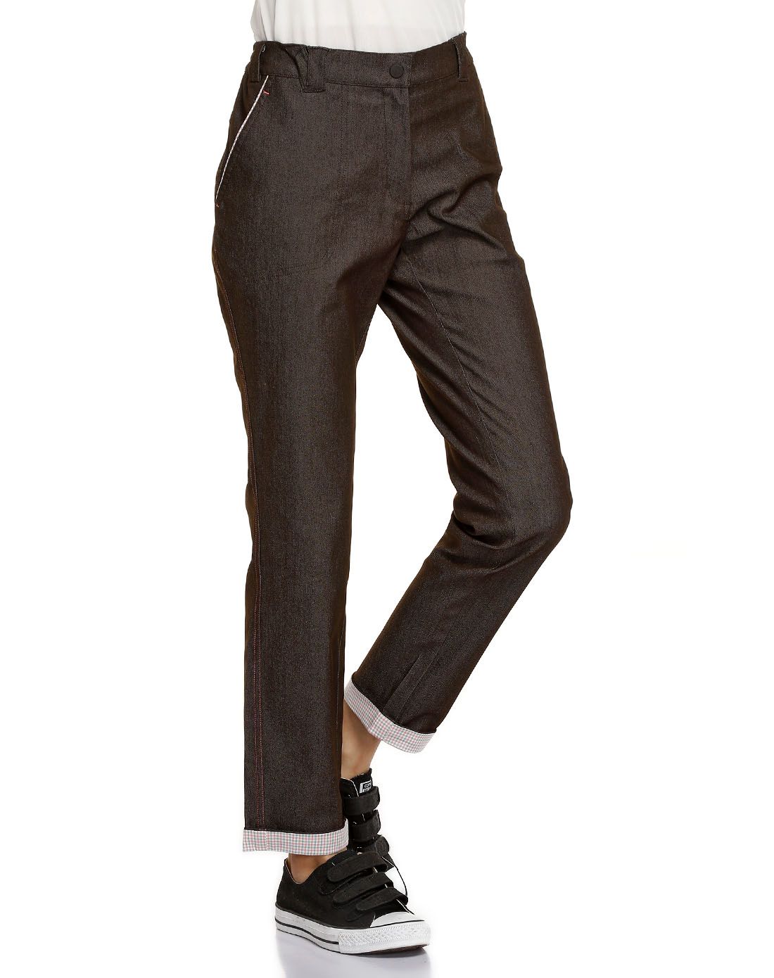 时尚舒适 女款深褐色长裤