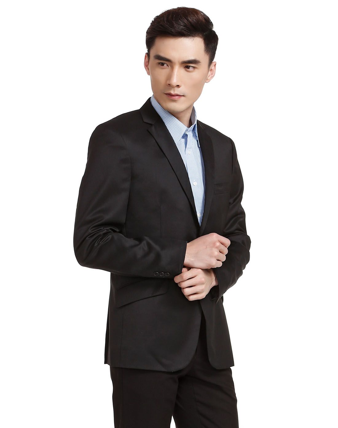 男款黑色绅士斯文长袖西服