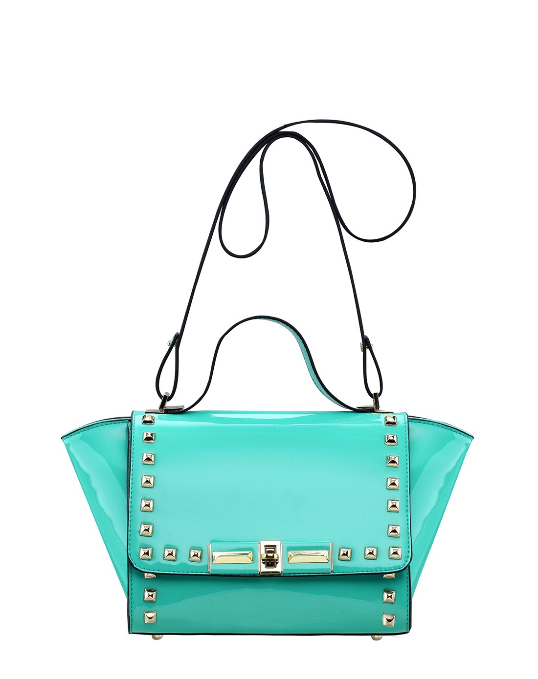 湖水绿色个性闪耀时尚斜挎包