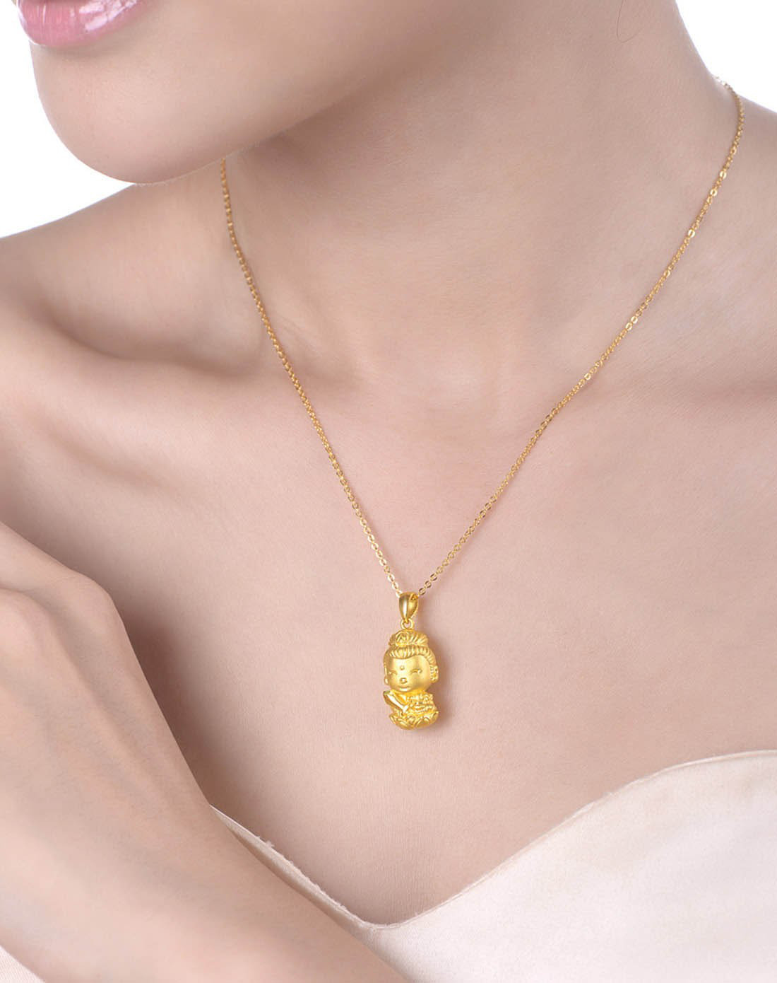 中国黄金 黄金 3d硬金文殊菩萨挂件(赠红绳)