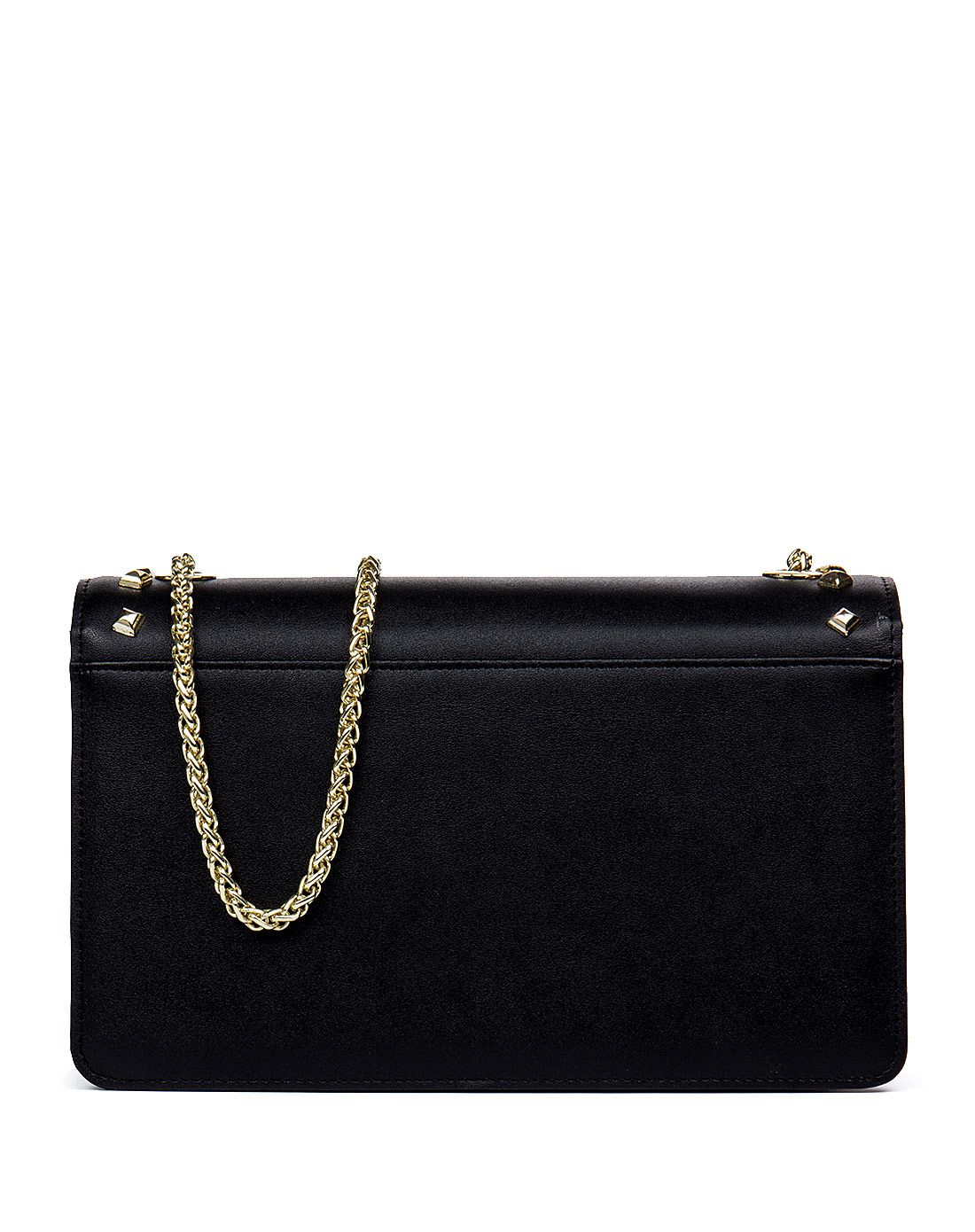 古思奇gsq皮具专场女士铆钉粉黑色牛皮单肩包n1238黑色_唯品会