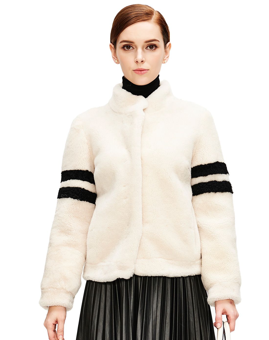 米白女士100%羊毛皮草