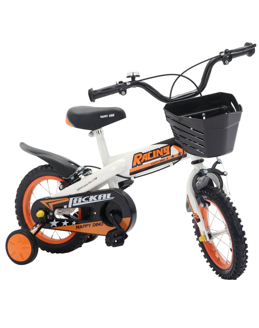 小龙哈彼 12寸男款配车筐儿童自行车(白色)