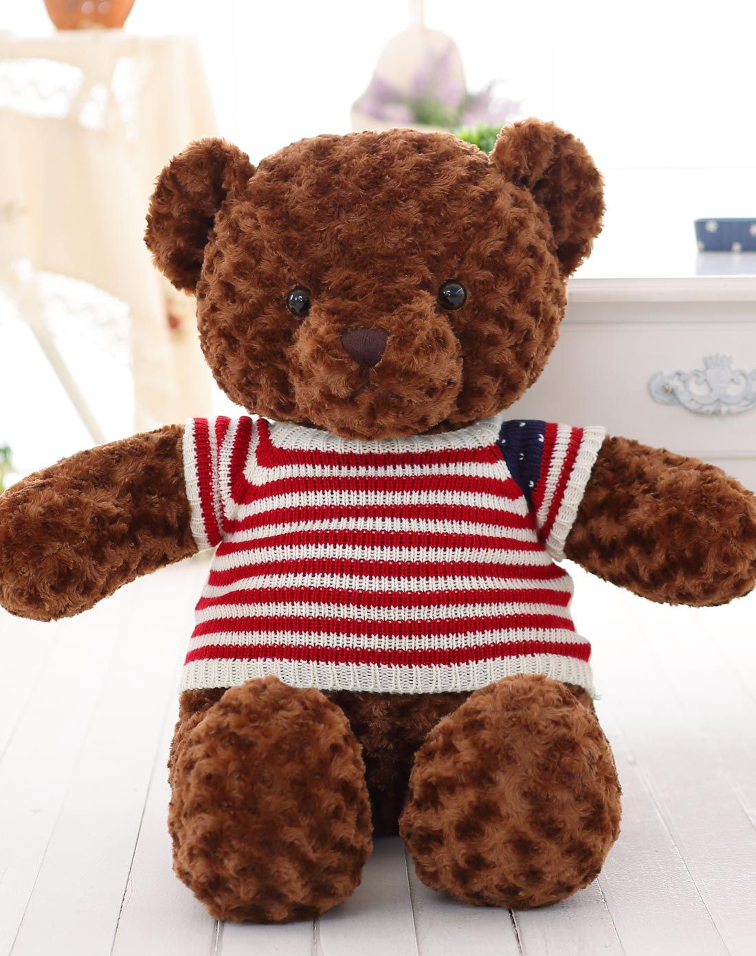 爱你一世七夕毛绒玩具专场直发货经典毛衣泰迪熊-深棕色-1米whl463b