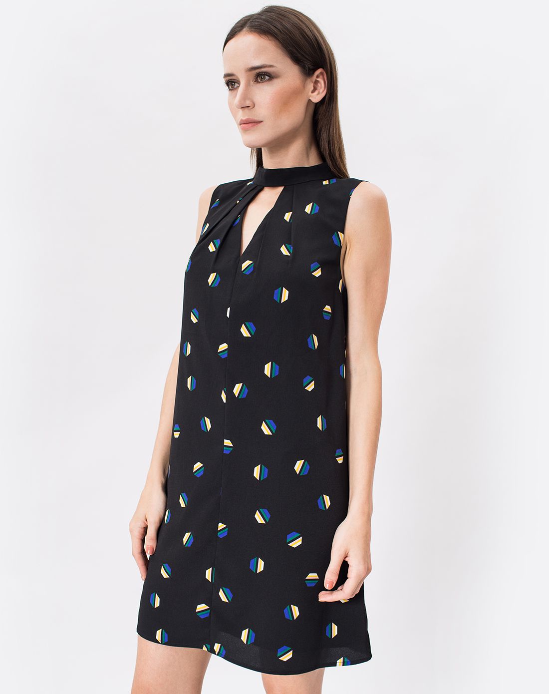 欧美风日常休闲时尚v领连衣裙