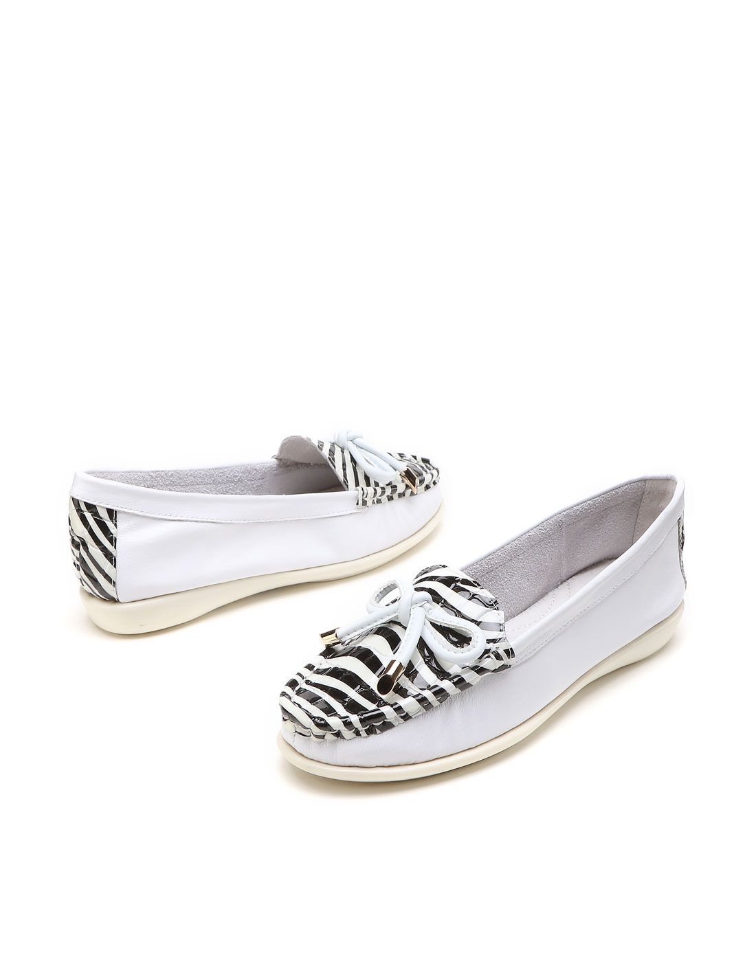 白色斑马纹休闲舒适单鞋