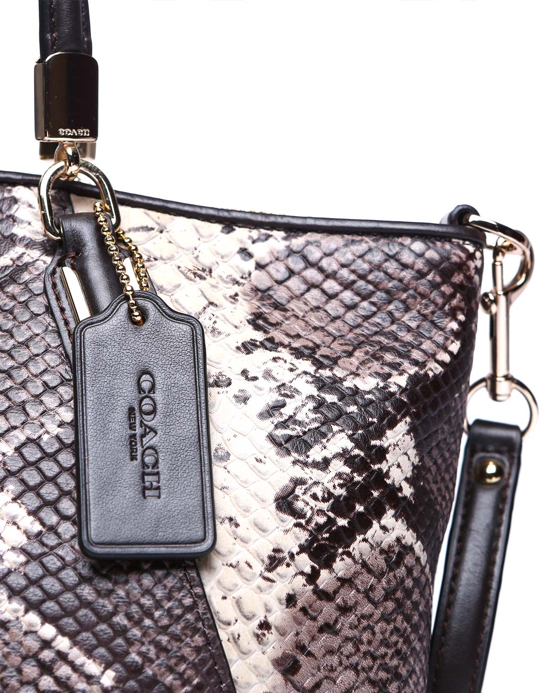 > coach女士蛇纹纯皮手提包
