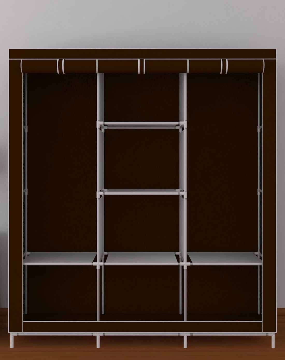 大号双人衣橱四拉衣柜a款咖啡色