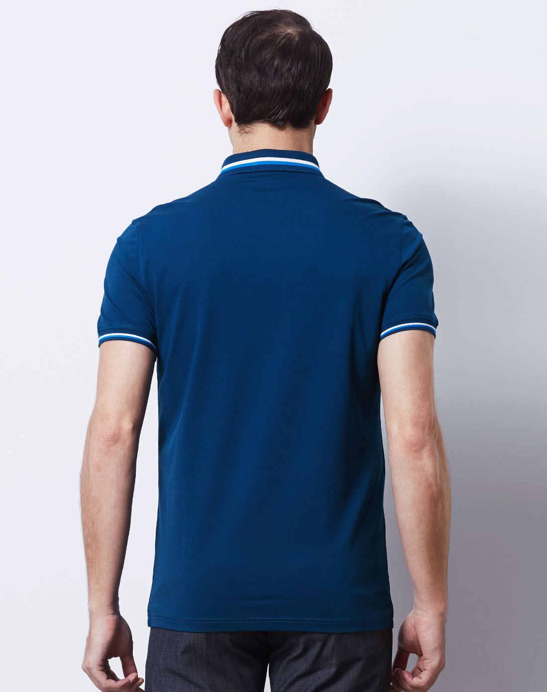 凯撒kaiser湖水蓝色时尚净色休闲t恤kfmbj16y013080_唯品会