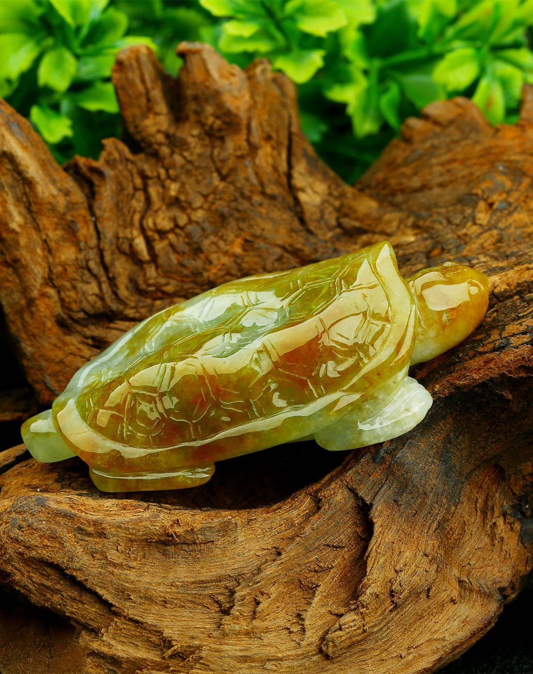 天然a货精雕黄翡玉石长寿龟摆件(附国检证书)