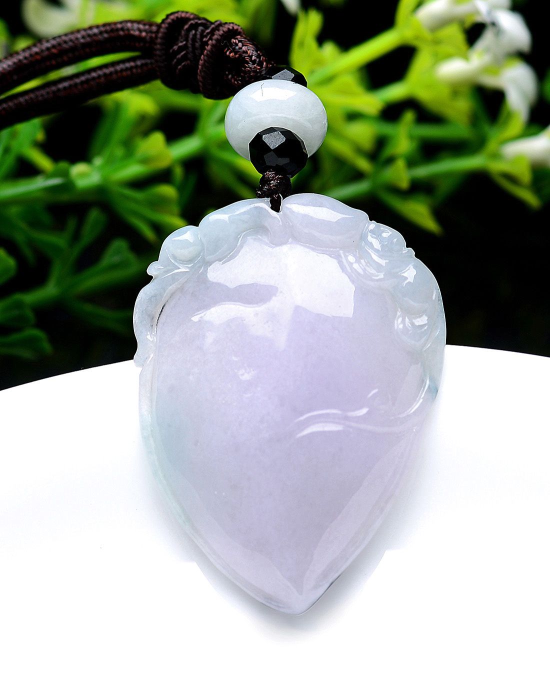 糯种春带彩寿桃天然a货翡翠吊坠