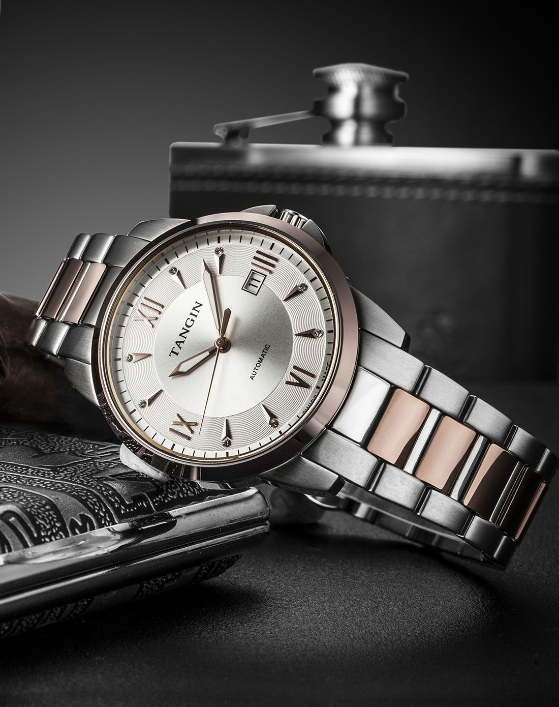 天骏tangin手表专场 > 瑞士天骏现代内敛全自动机械精钢男表