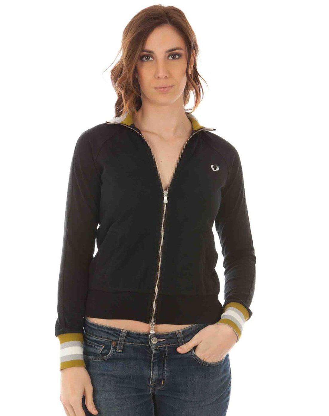 > fred perry 女装黑色简约活动长袖外套