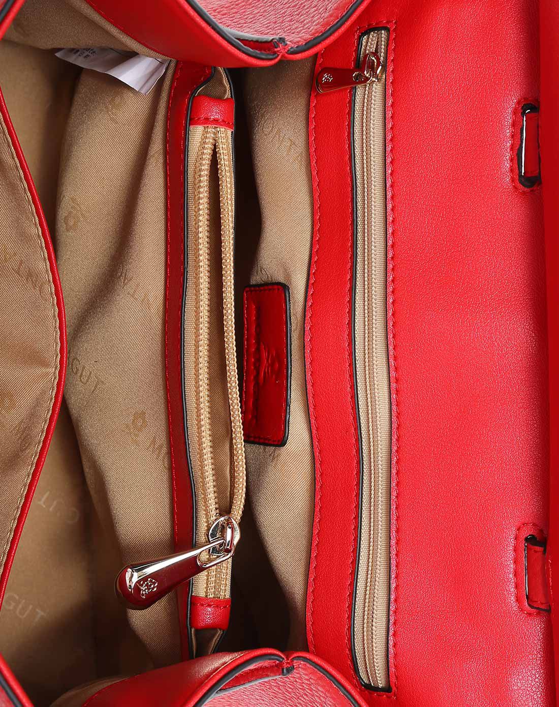 梦特娇女款优雅竹节扭扣手提包