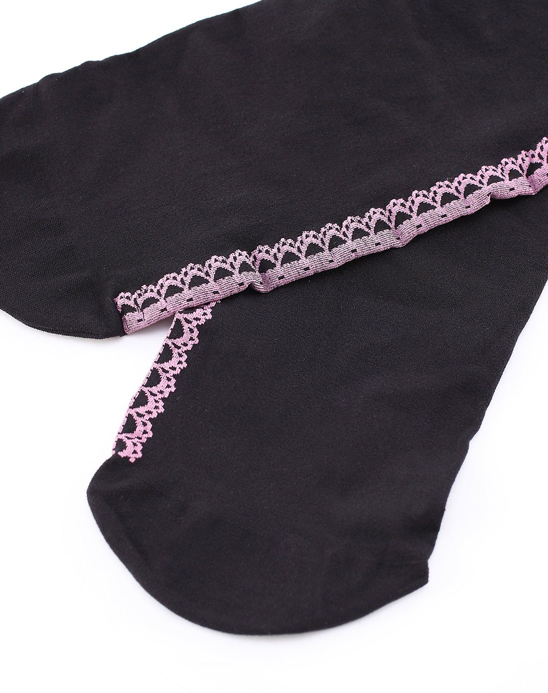 (两件起售)女童黑色竖纹花提花花连裤袜