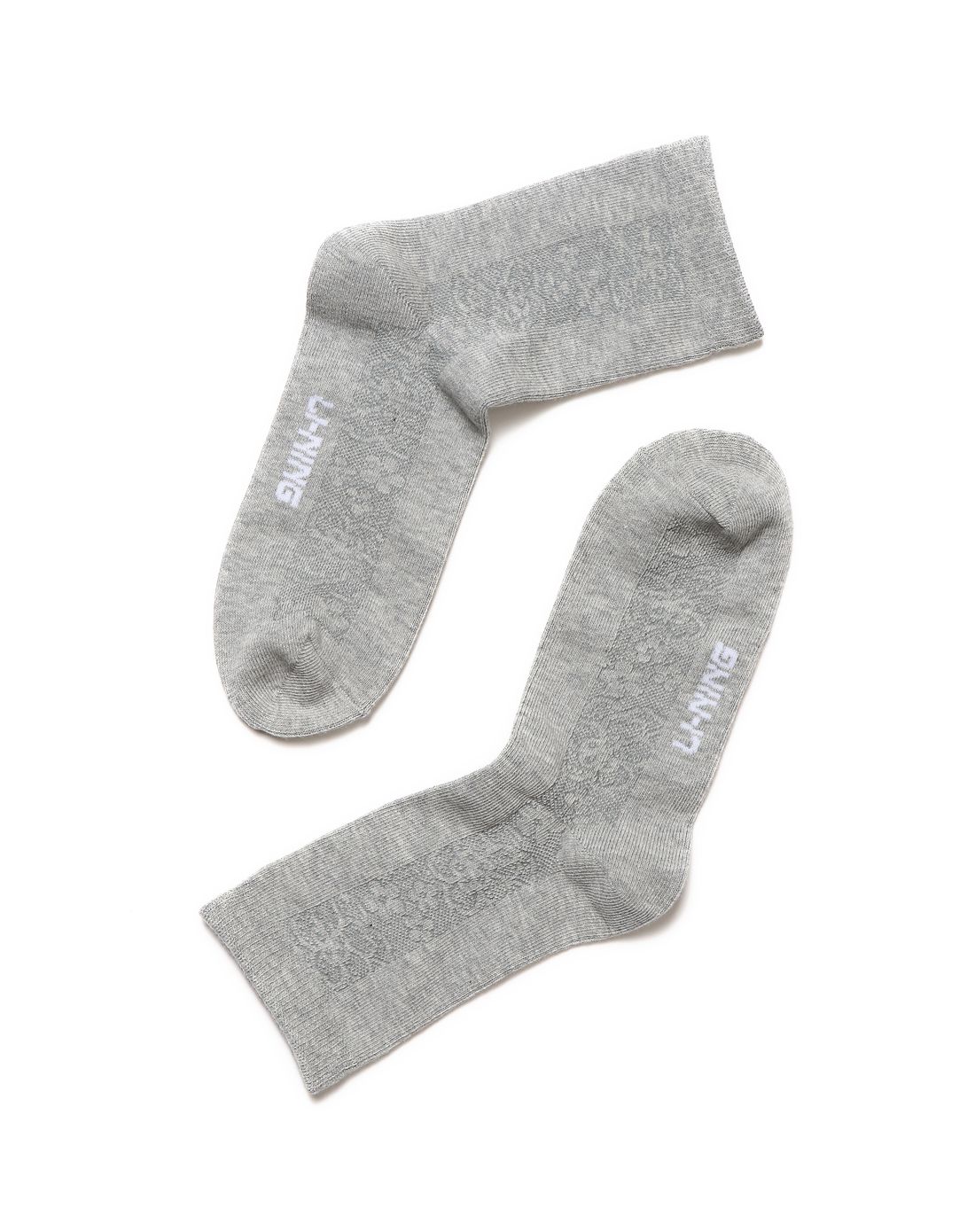 柔软透气 女款灰色运动中袜