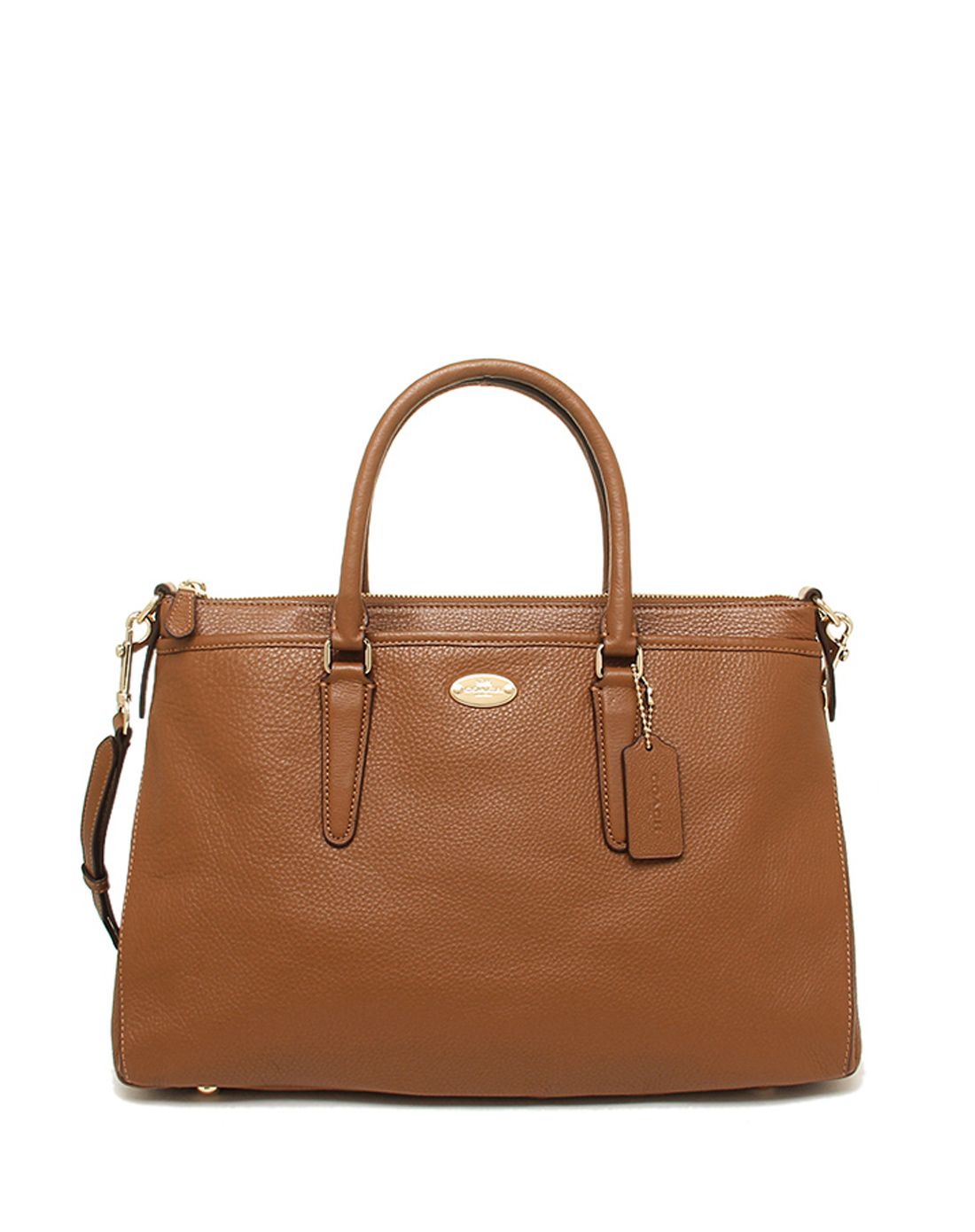 coach女士纯皮浅棕色两用包