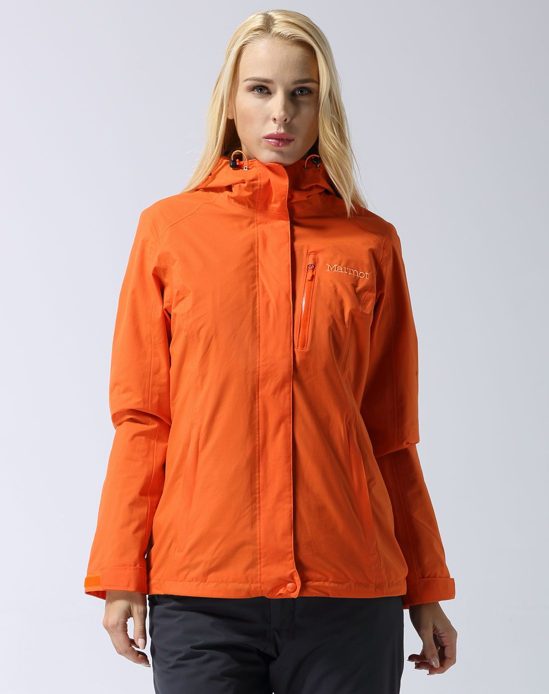专业户外品牌集合馆marmot 防风保暖 女款橘色三合一冲锋衣450409437