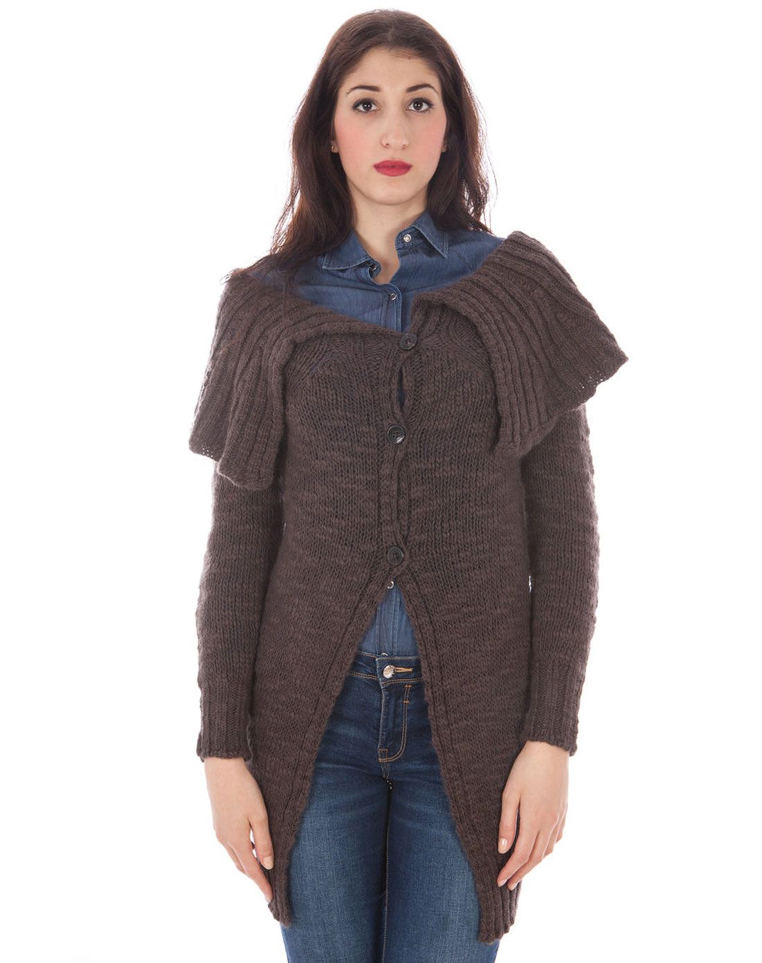 > fred perry 女装灰啡色简约舒适开襟长袖外套