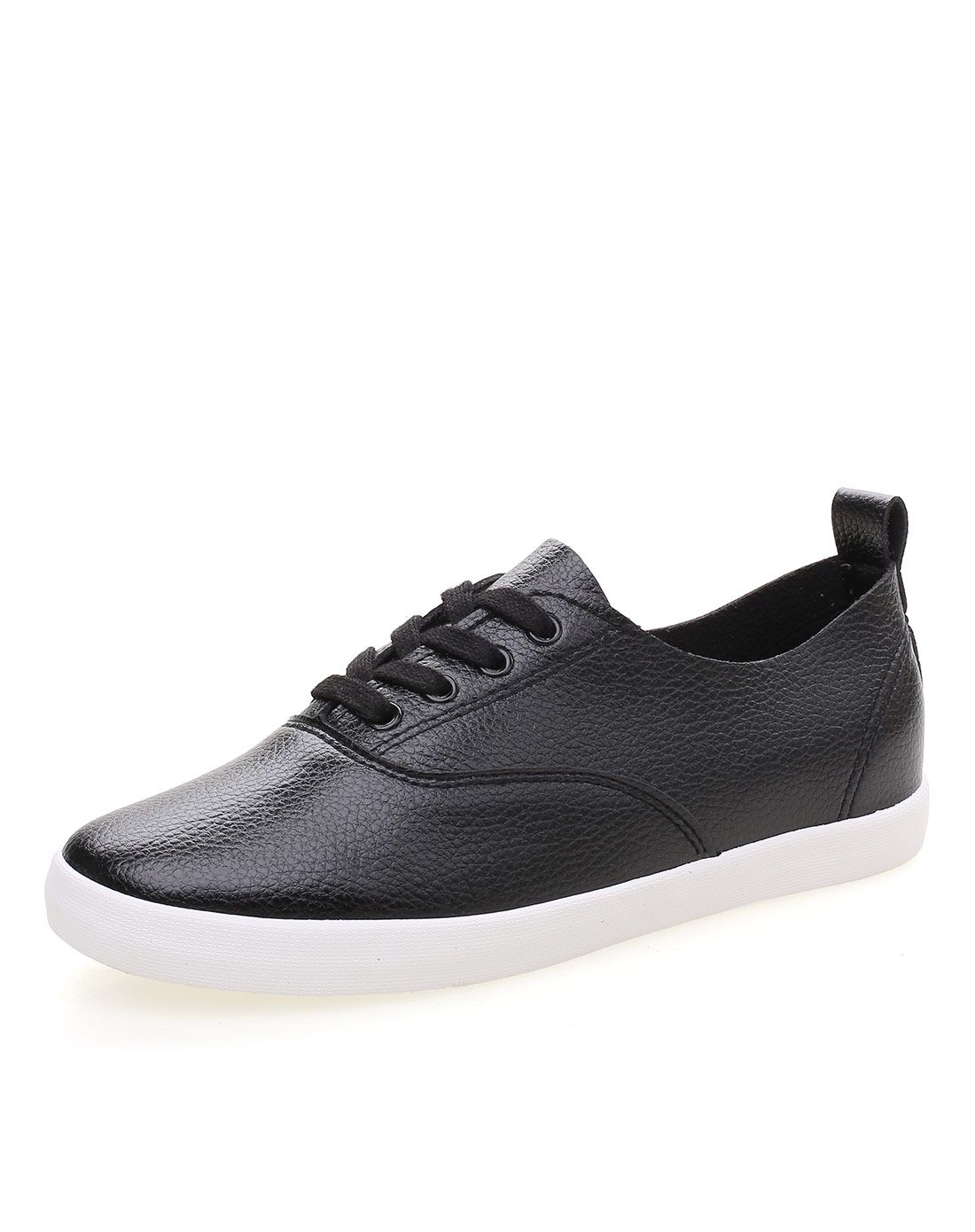 女款黑色超细纤维低帮时尚休闲鞋