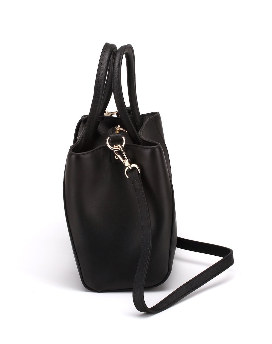 菲伯丽尔fbl 女式黑色牛剖层革单肩包