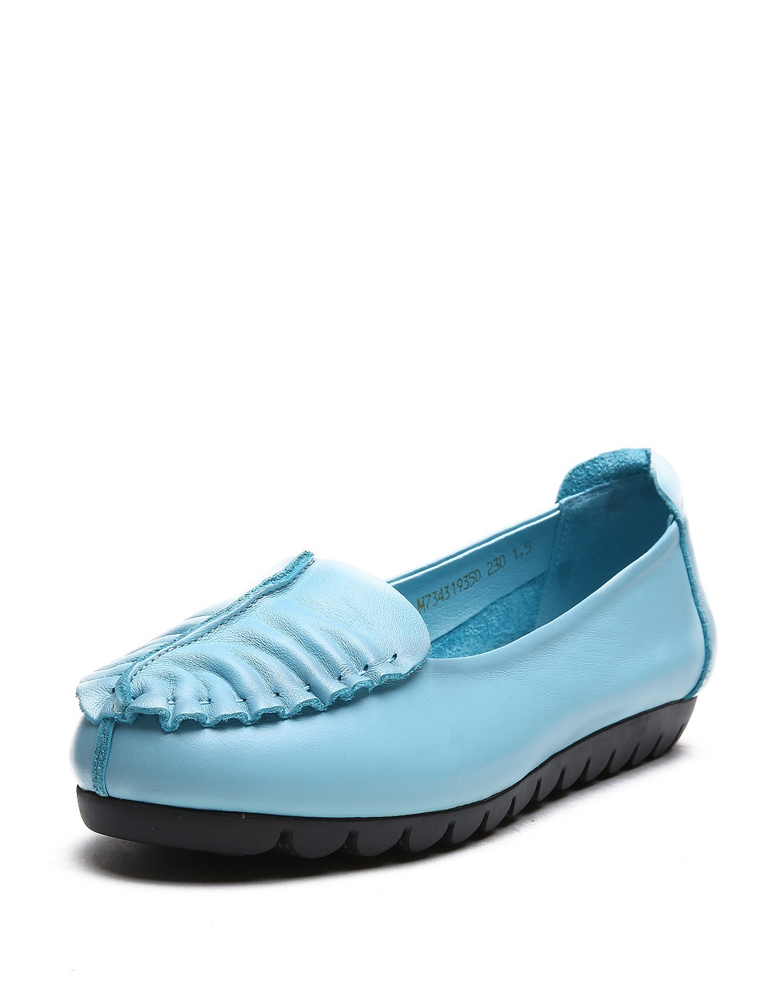 2016年新款水兰色牛皮休闲单鞋